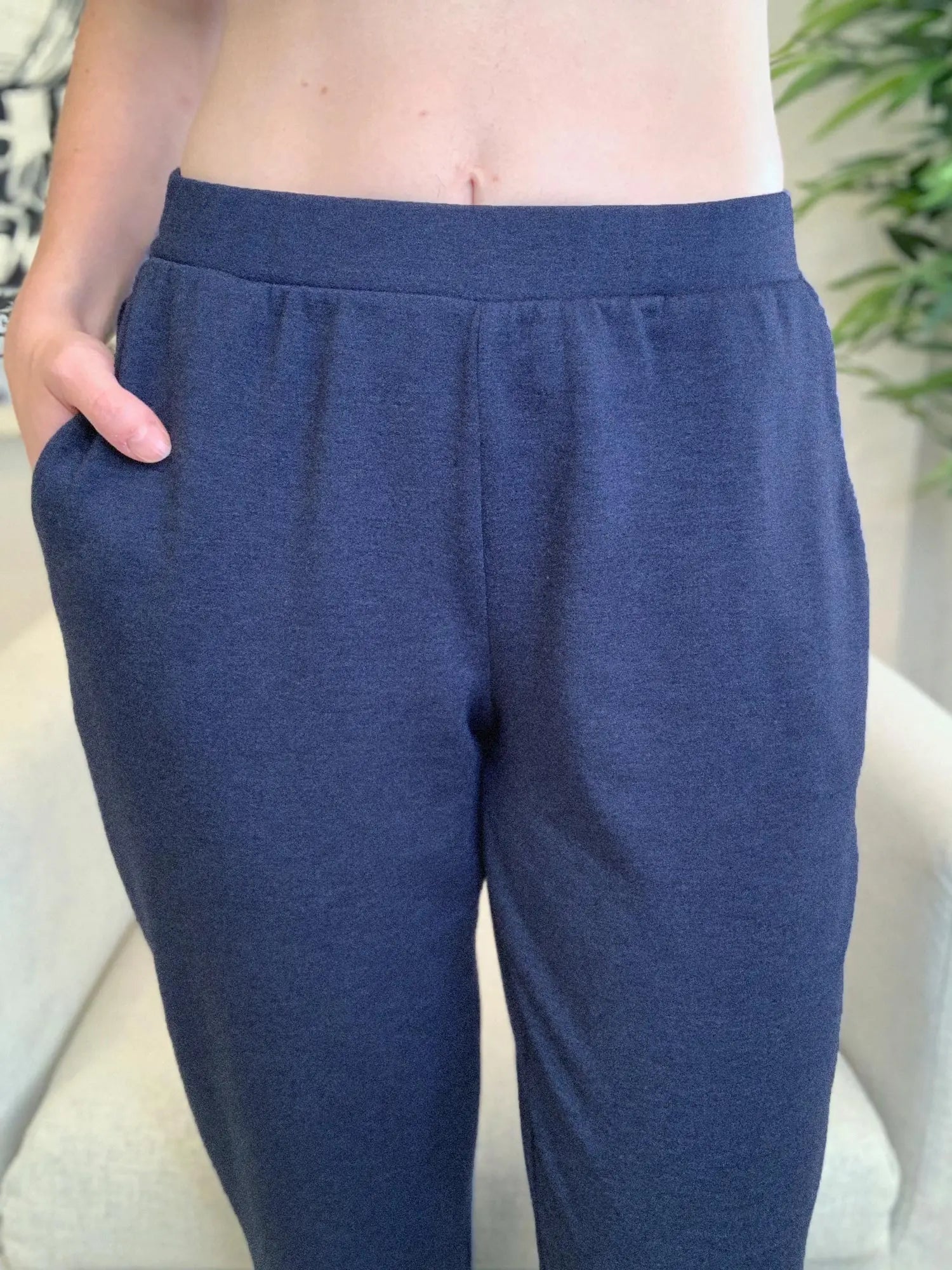 Linaya luxe fleece jogger for women in Navy melange 