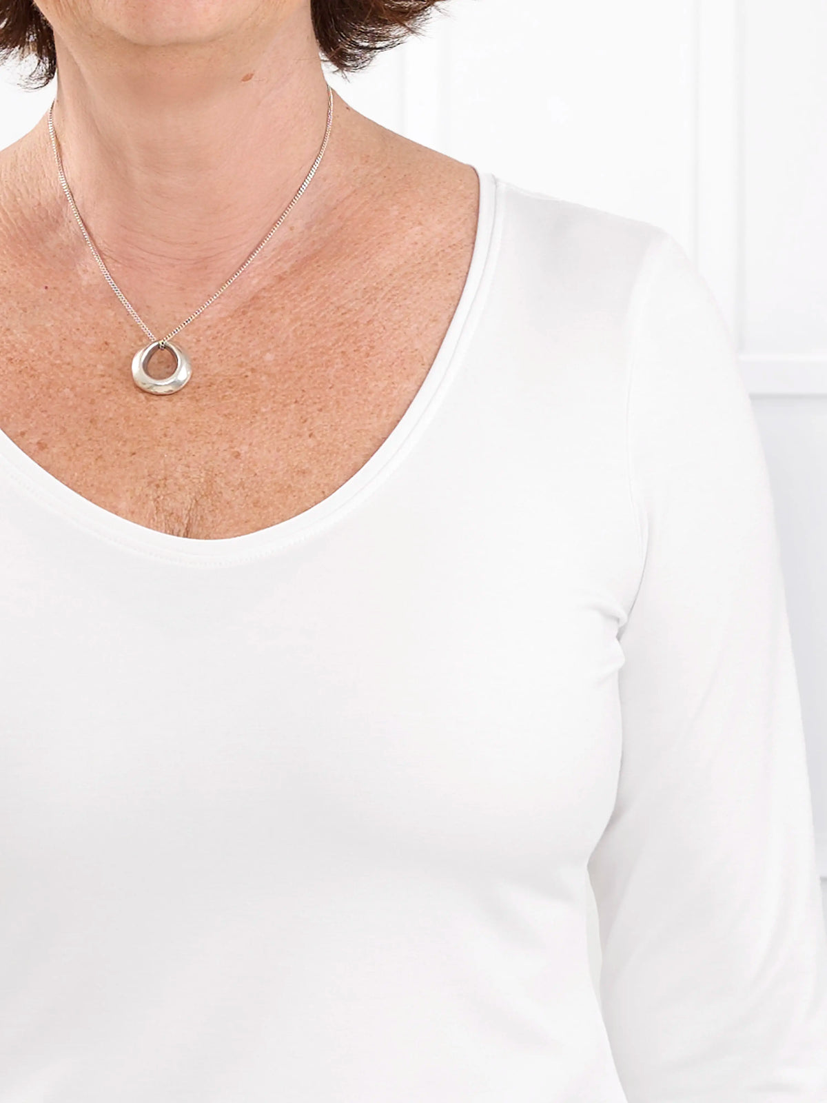 Liv v neck long sleeve top for women in White white 