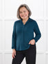 Lucia collared shirt for women in Atlantic on model Terry, size S Petite @Terry-S-petite 