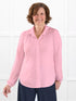 Lucia collared shirt for women in Rosebud on model Donna, size S Regular @Donna-S-regular 