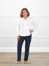 Lucia collared shirt for women in White on model Terry, size S Petite @Terry-S-petite 