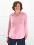 Lucia collared shirt for women in Rosebud on model Donna, size S Regular @Donna-S-regular 