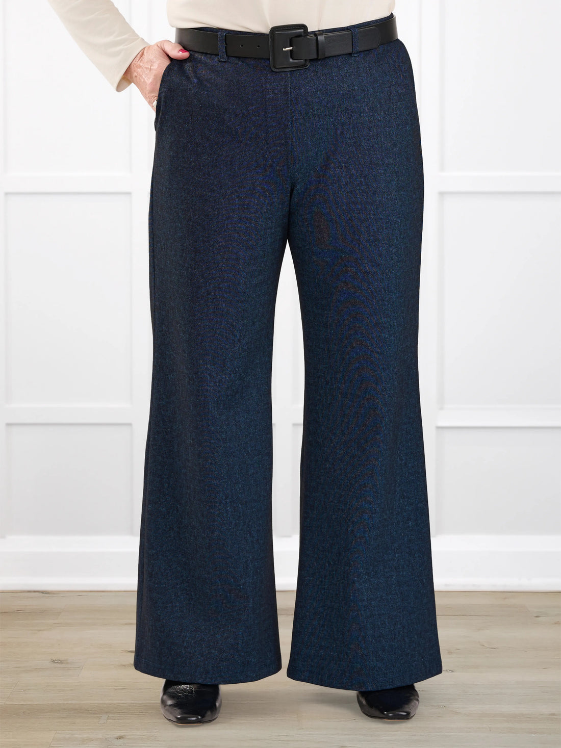 Lynn wide leg faux denim stretch jean for women in Indigo blue 