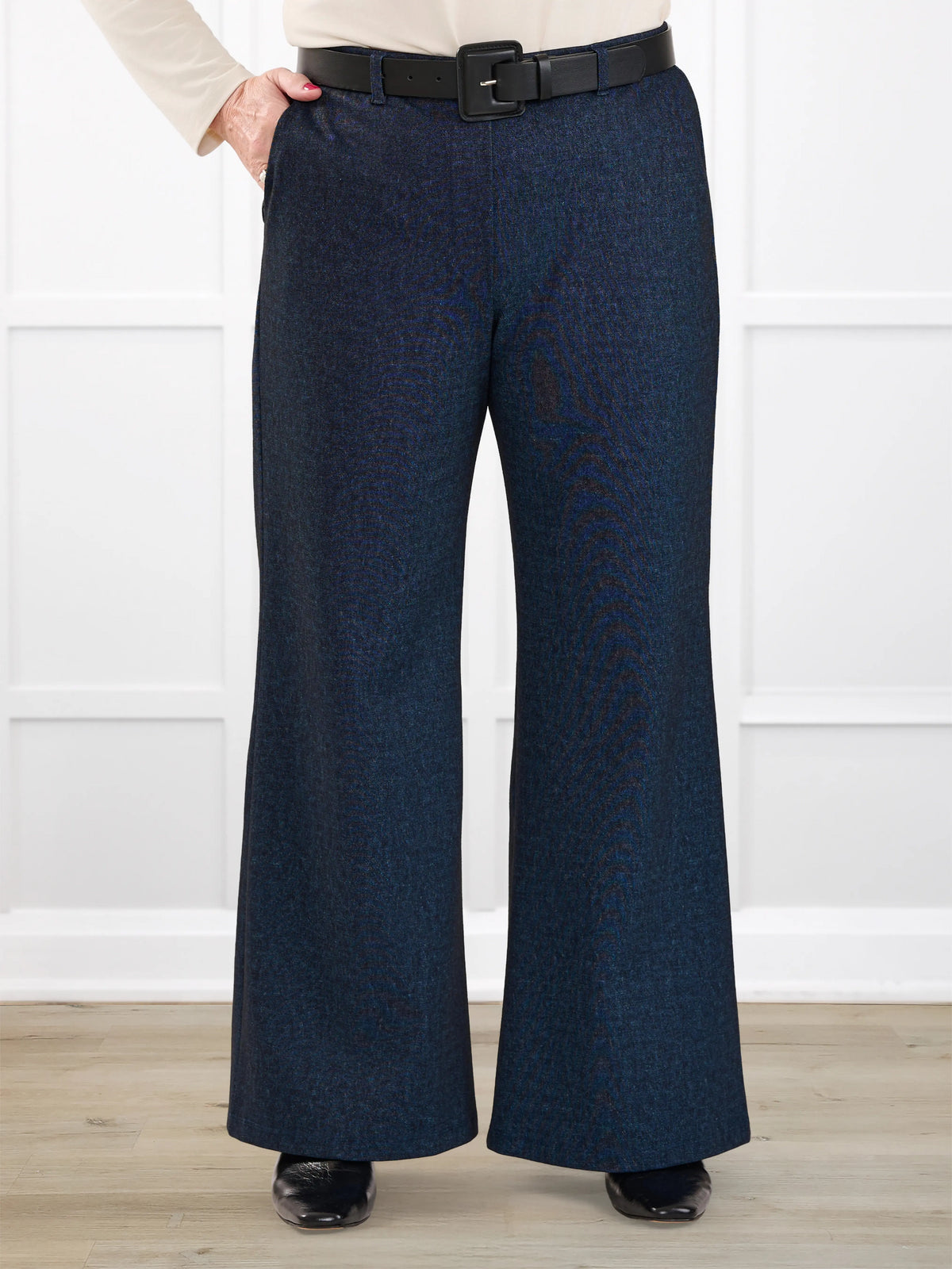 Lynn wide leg faux denim stretch jean for women in Indigo blue 