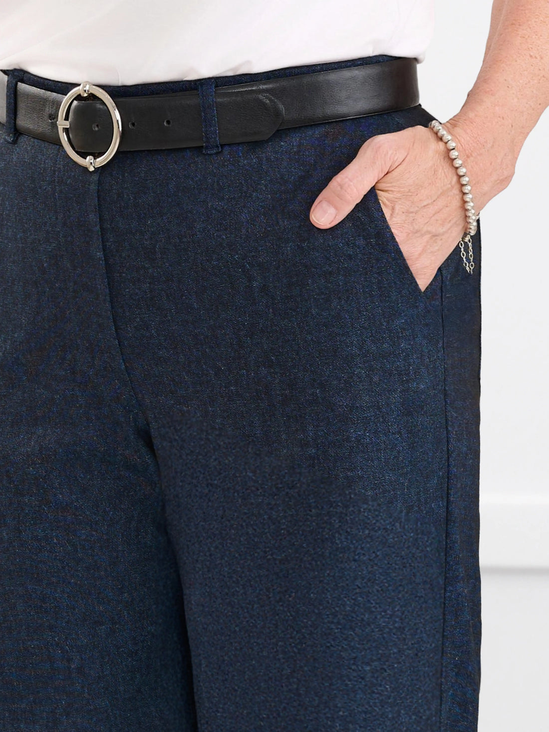 Lynn wide leg faux denim stretch jean for women in Indigo blue 