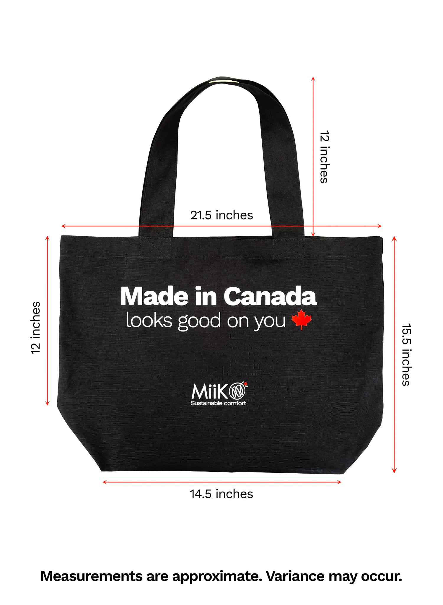 Black tote bag with &