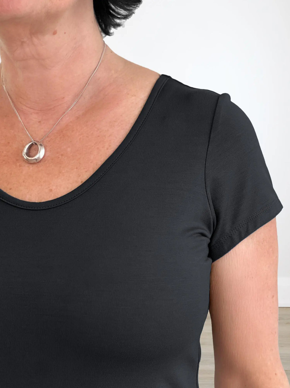 Marianna reversible neckline classic tee for women in Black 