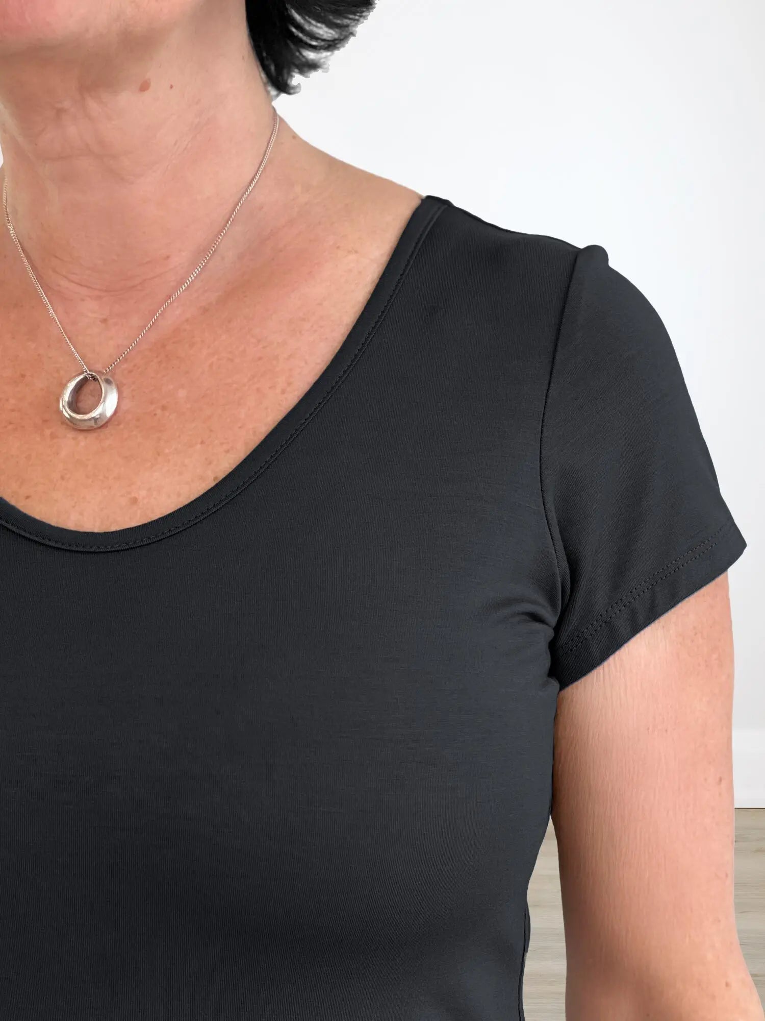 Marianna reversible neckline classic tee for women in Black 