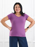 Marianna reversible neckline classic tee for women in Lupin melange on model Jenn, size M @Jenn-M 
