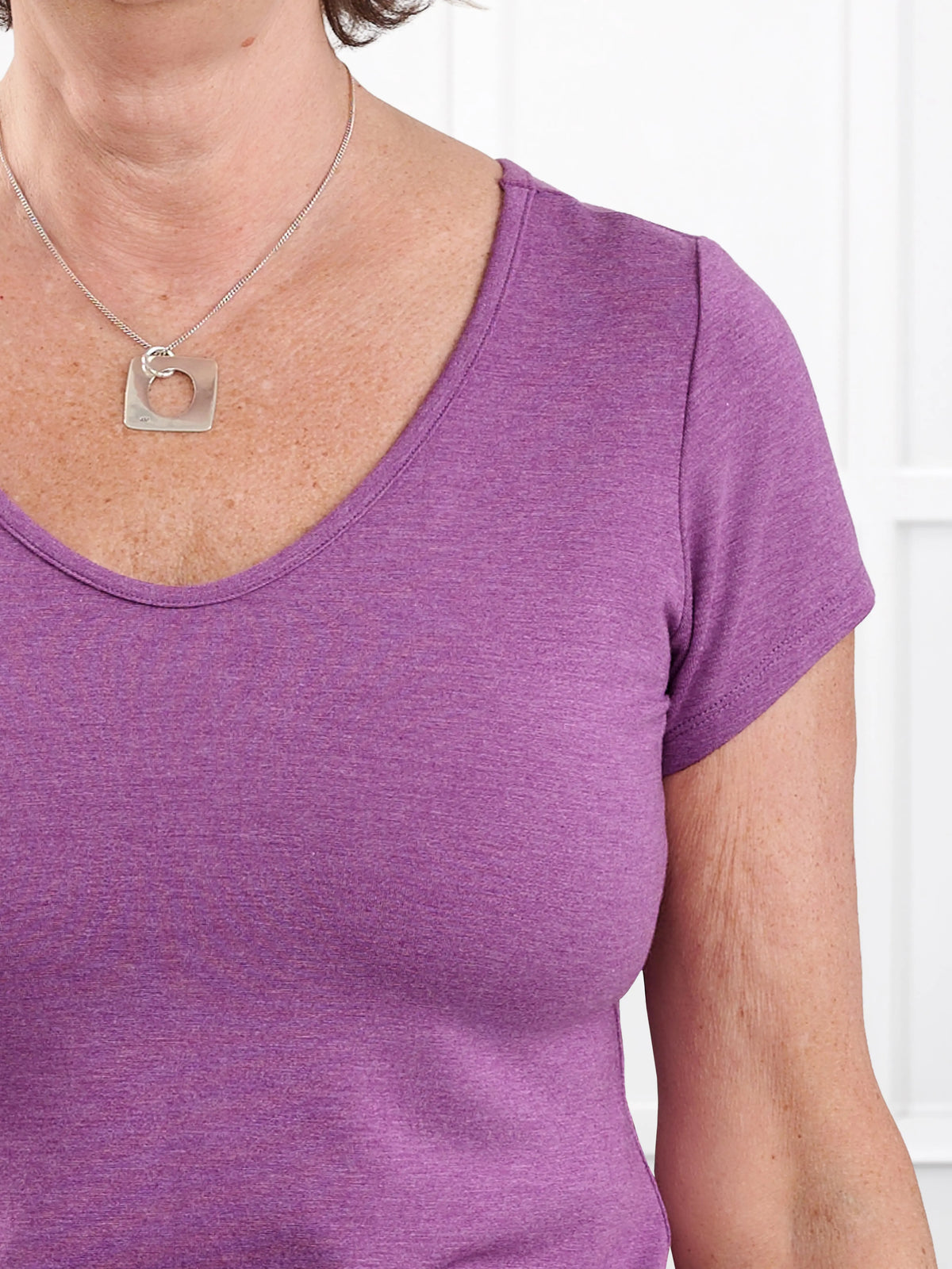 Marianna reversible neckline classic tee for women in Lupin mlenage
