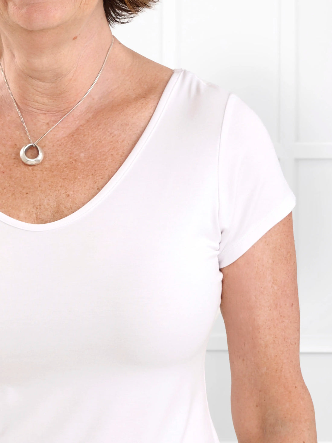 Marianna reversible neckline classic tee for women in White 