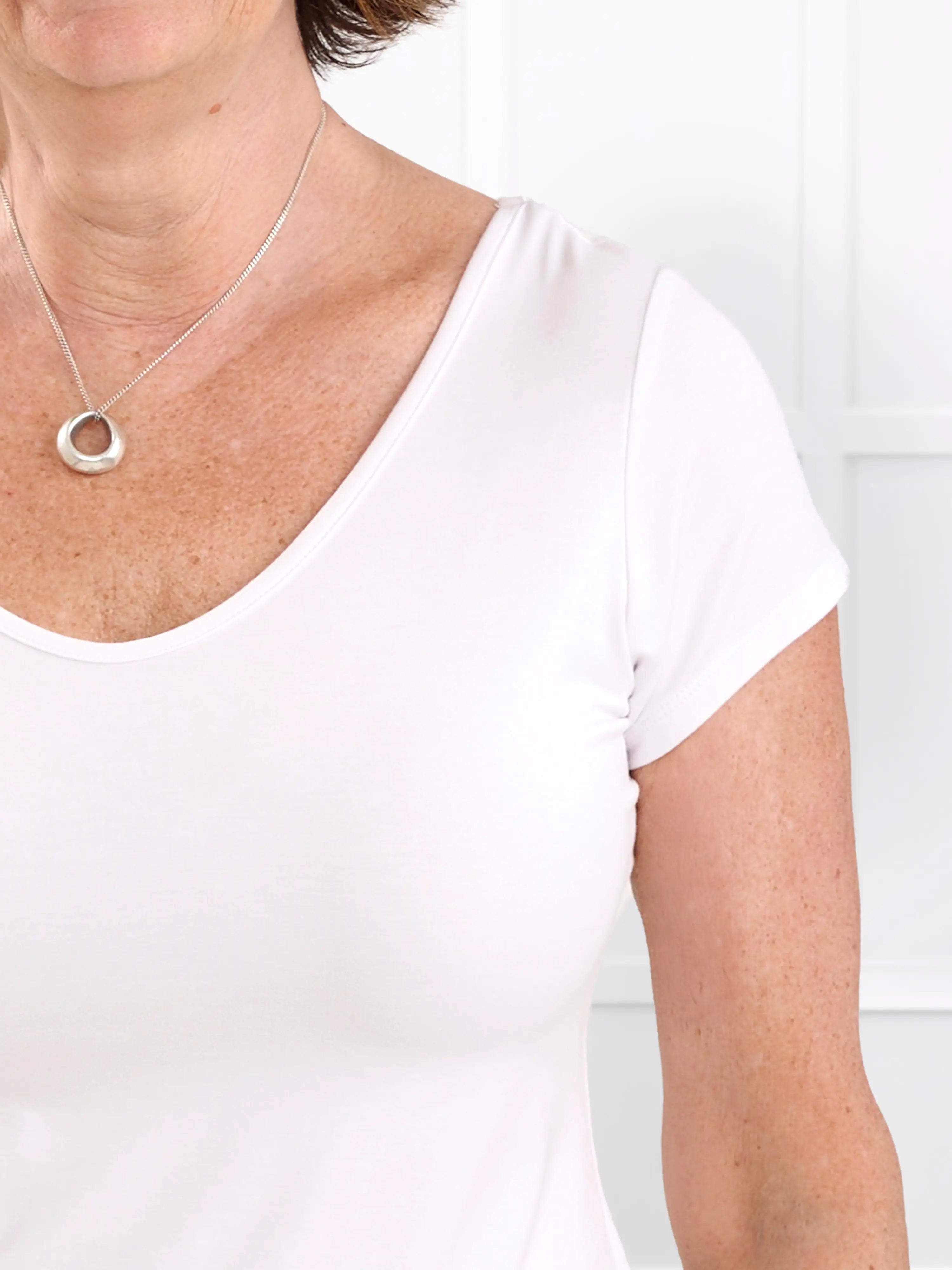 Marianna reversible neckline classic tee for women in White 