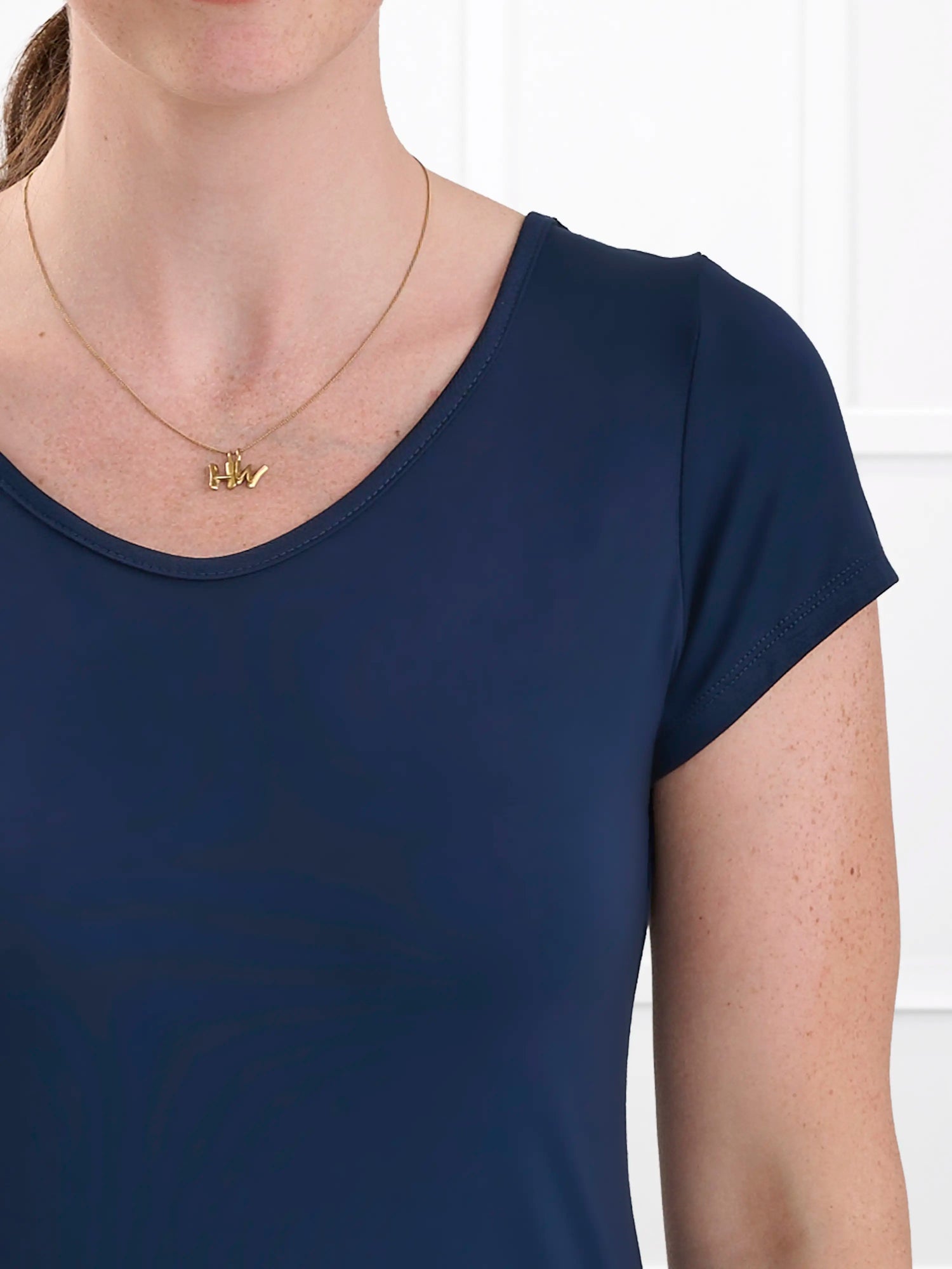 Marianna reversible neckline classic tee for women in Navy 