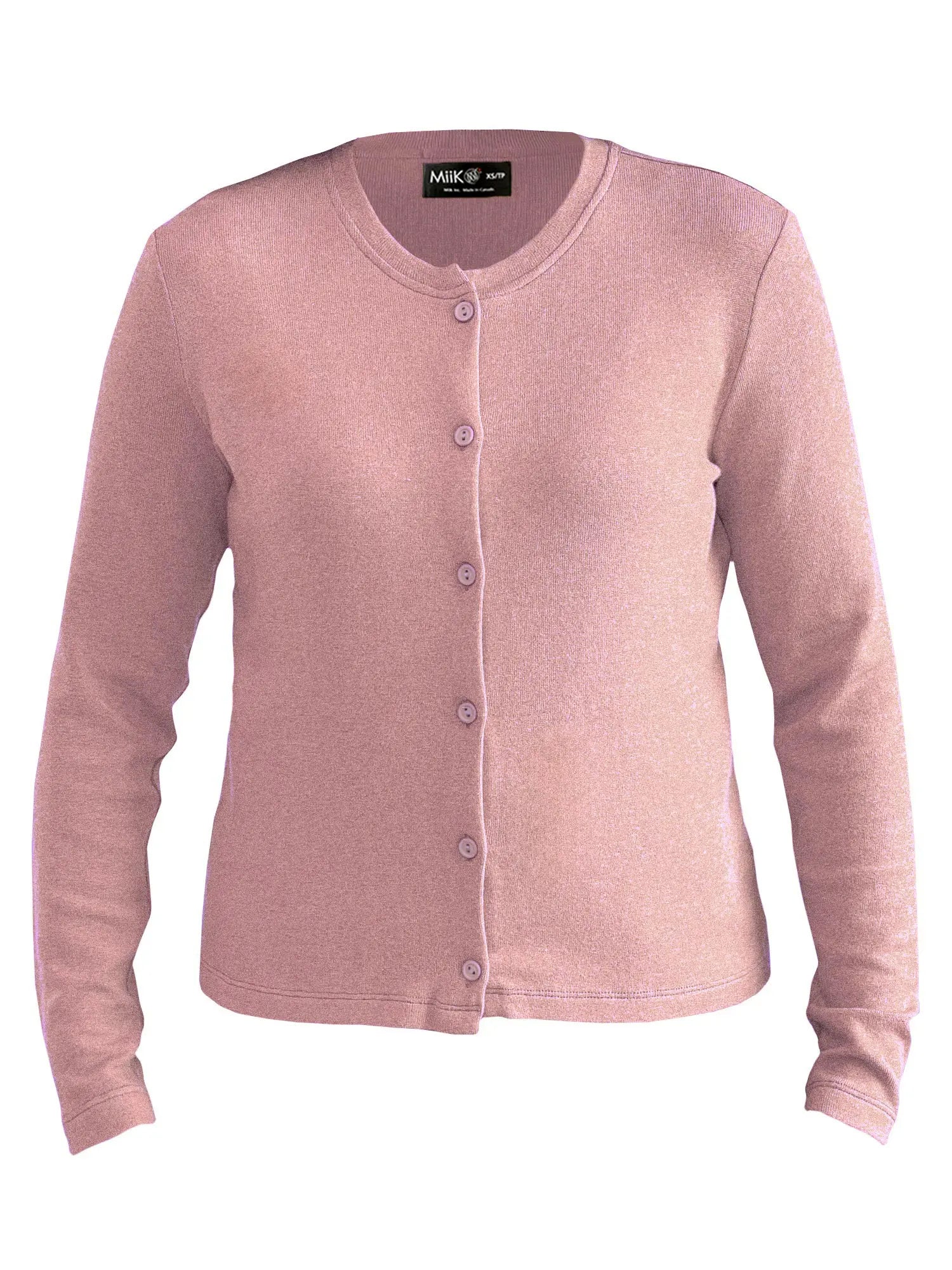 Maribel crewneck sweater knit cardigan in Rose mauve 