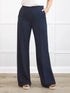 Maxine wide leg pintuck ponte pant for women in Navy 