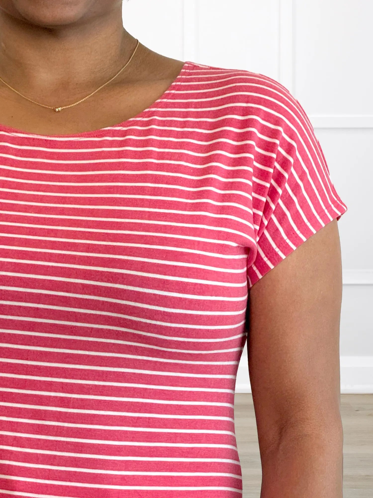 Mimi reversible neckline dolman top for women in Miami stripe 