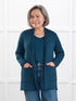 Montana fleece pocket cardigan for women in Atlantic on model Terry, size S Petite @Terry-S-petite 