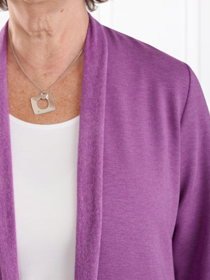 Montana fleece pocket cardigan for women in Lupin melange 