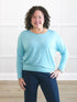 Mylene long sleeve dolman top for women in Jewel melange on model Kerri, size M @Kerri-M 