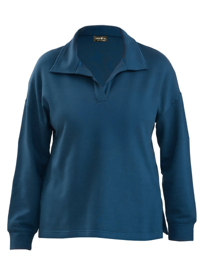 Odell fleece polo sweatshirt for women in Atlantic 
