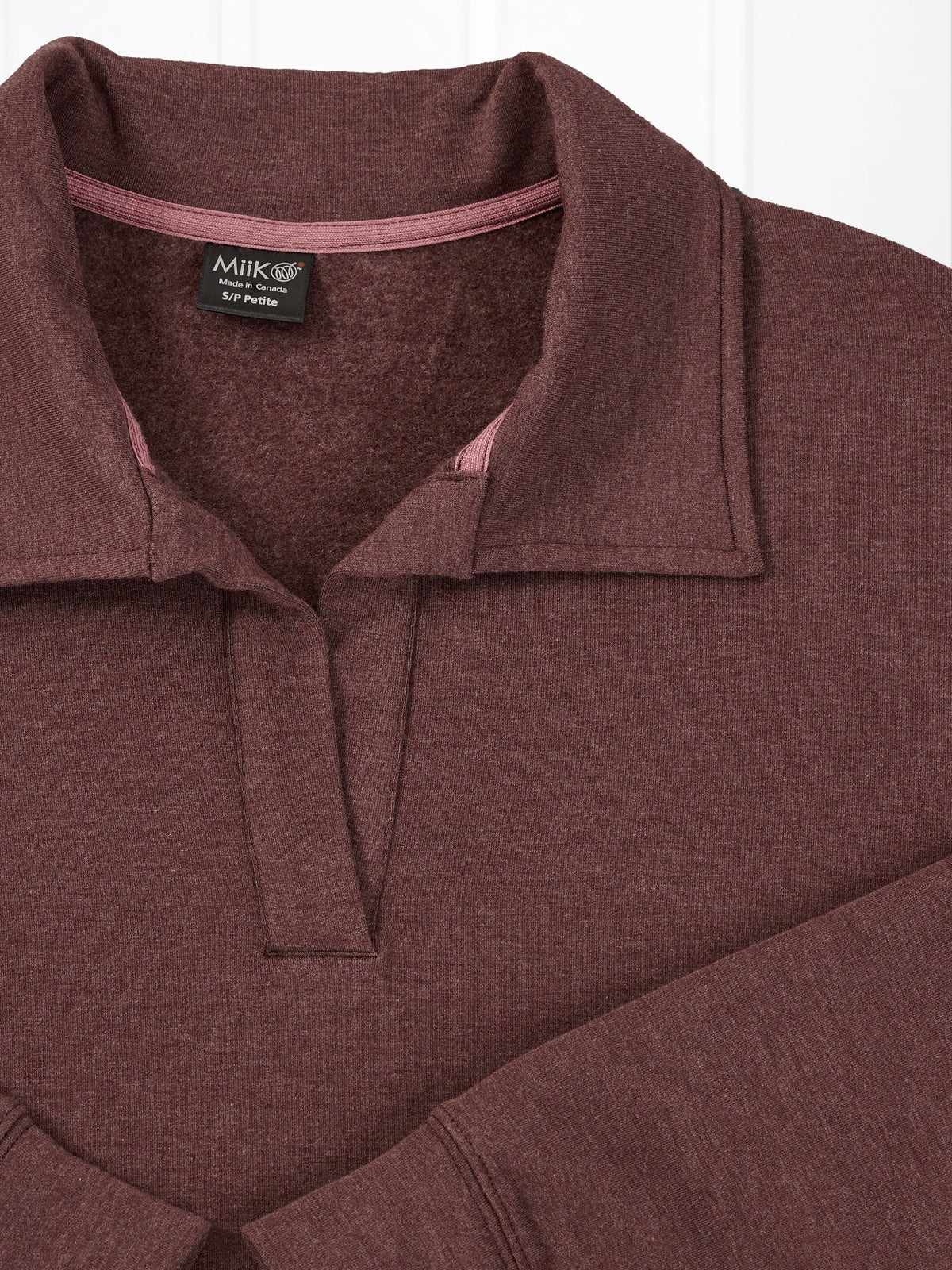Odell fleece polo sweatshirt for women in Brown melange 