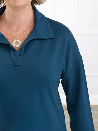 Odell fleece polo sweatshirt for women in Atlantic 