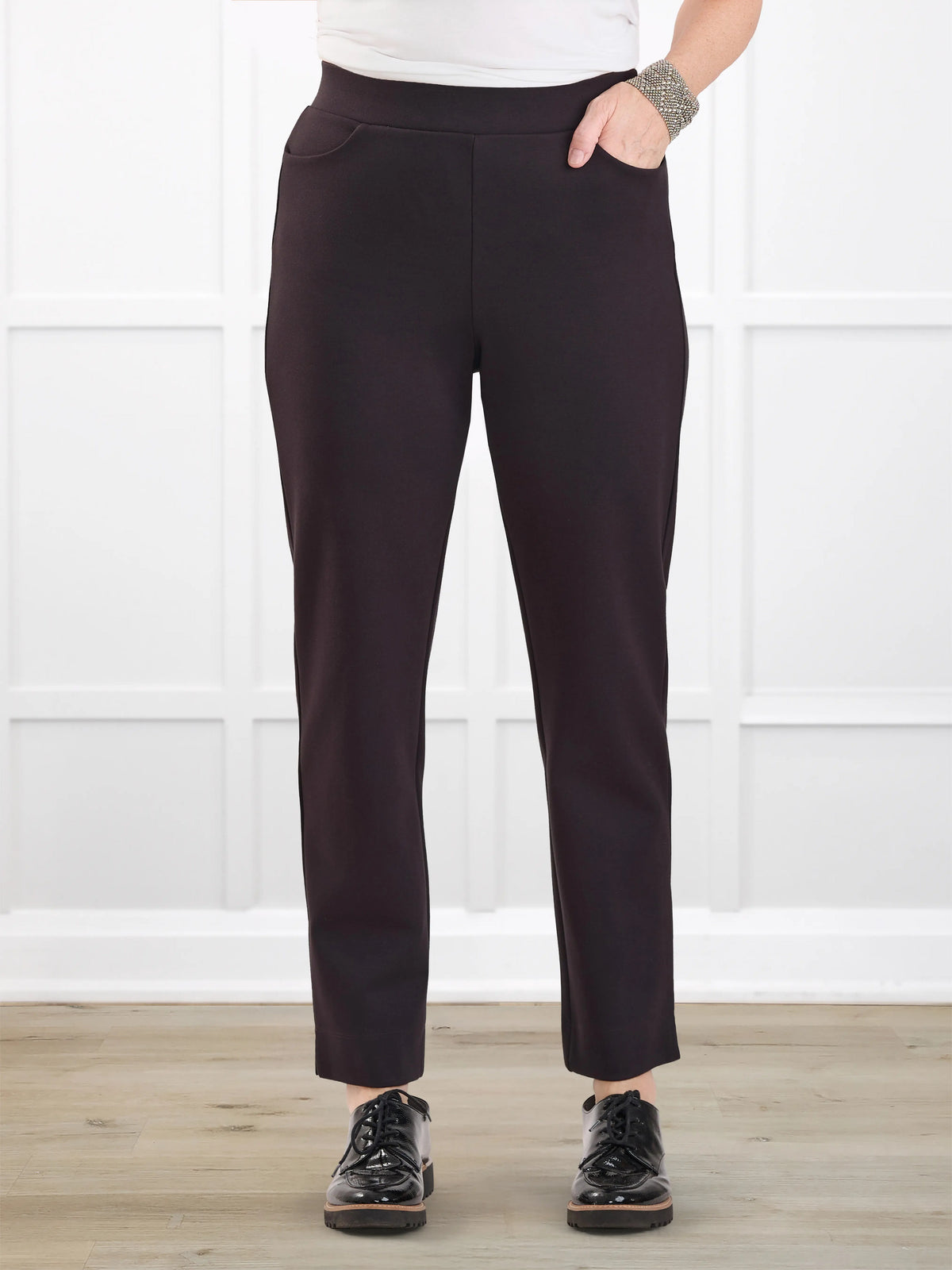 Palermo straight leg ponte dress pant for women in Espresso 