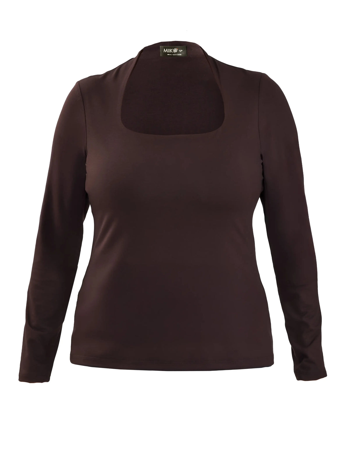 Patrice square neck long sleeve top for women in Dark chocolate 