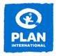 Plan International logo with blue background and white text