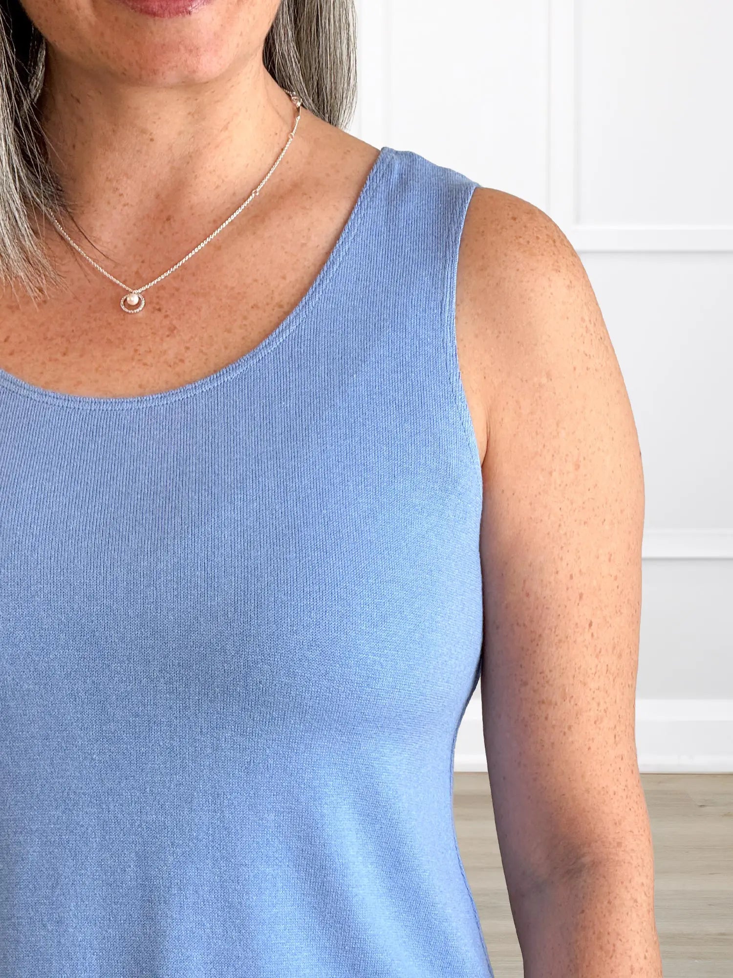 Ricki reversible neckline sweater knit tank 00 in Cornflower 