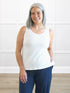 Ricki reversible neckline sweater knit tank 00 in Ivory on model Kerri, size S @Kerri-S 