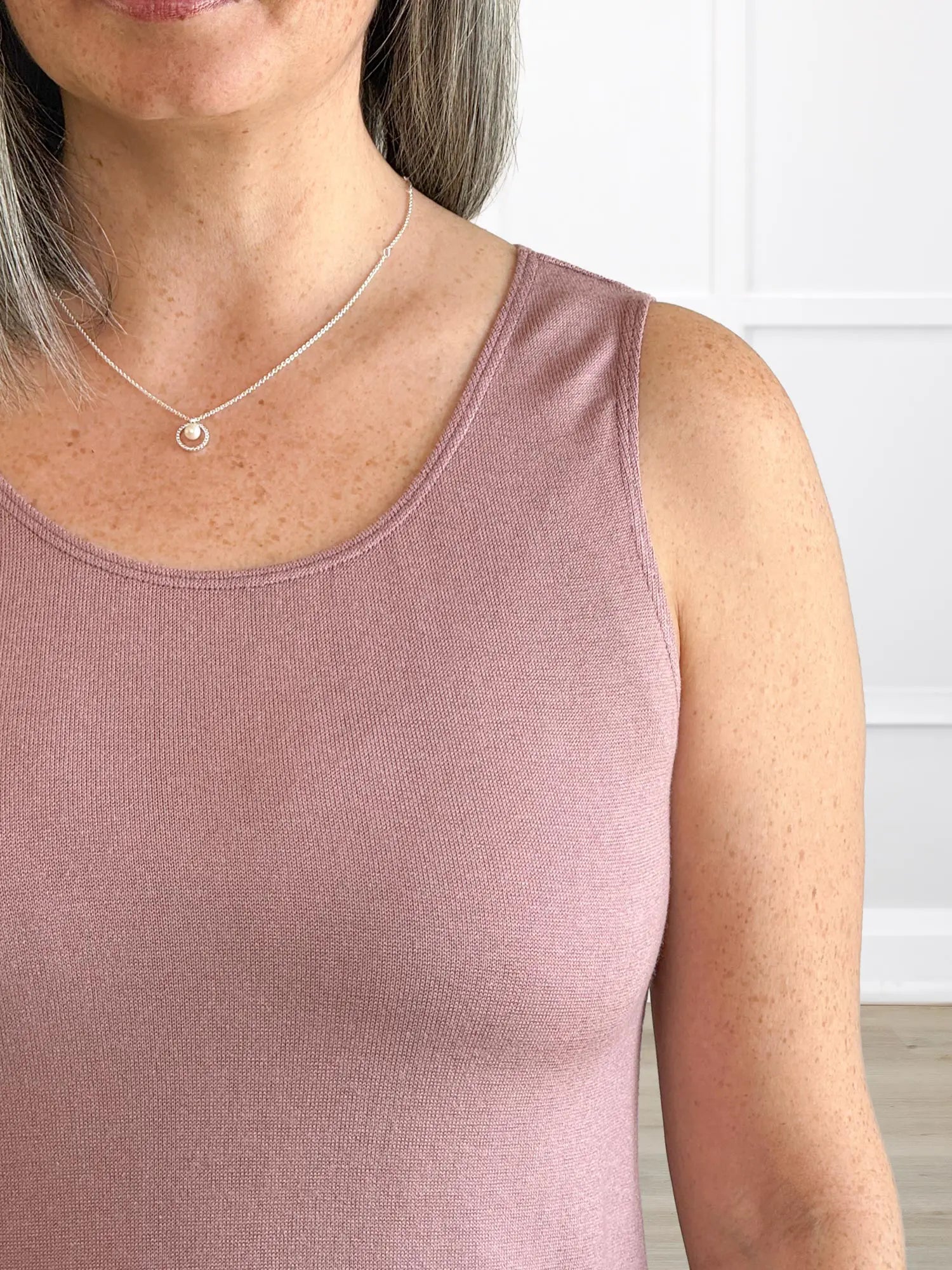 Ricki reversible neckline sweater knit tank 00 in Rose mauve 