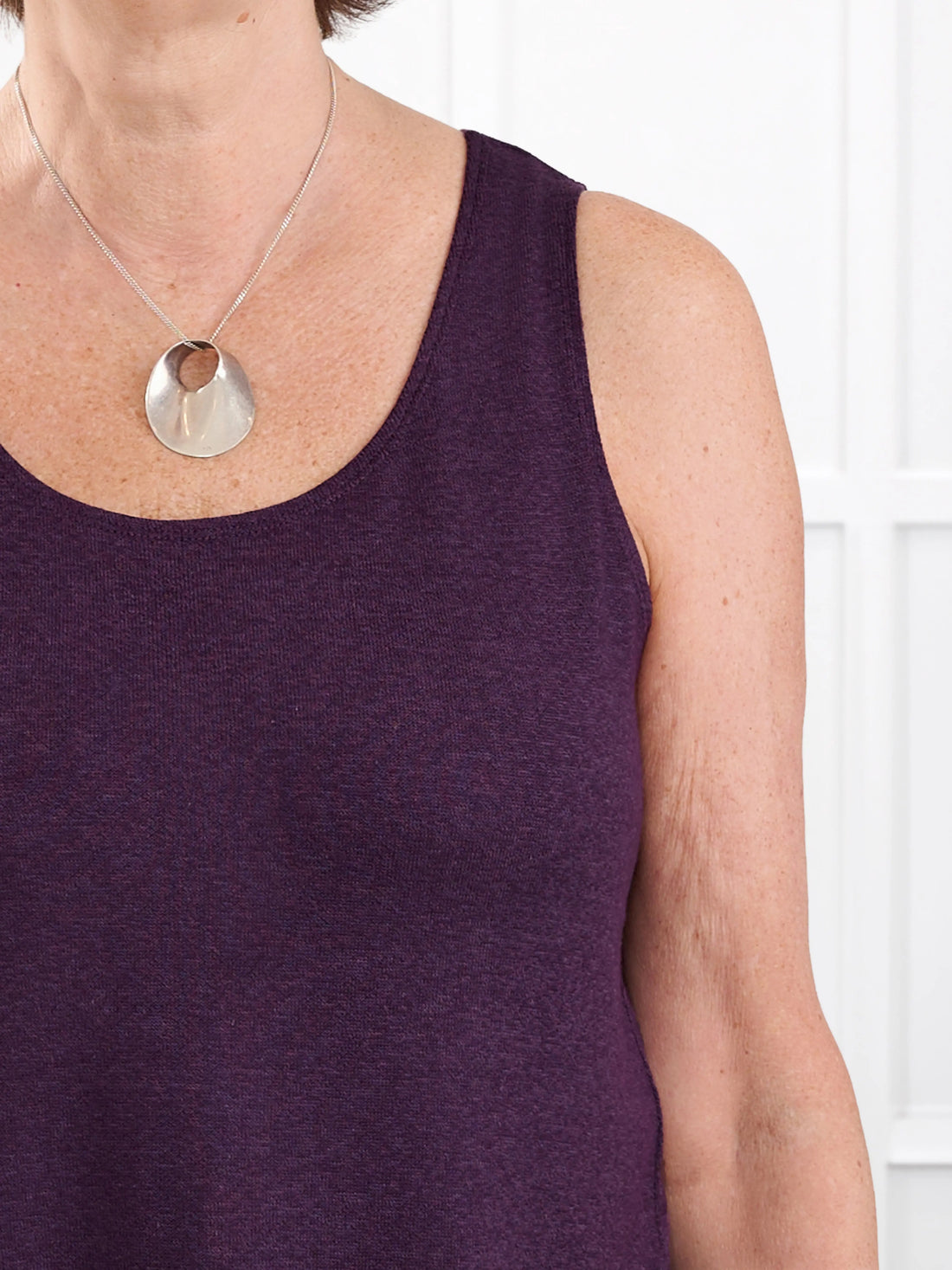 Ricki reversible neckline sweater knit tank for women in Blackcurrant 