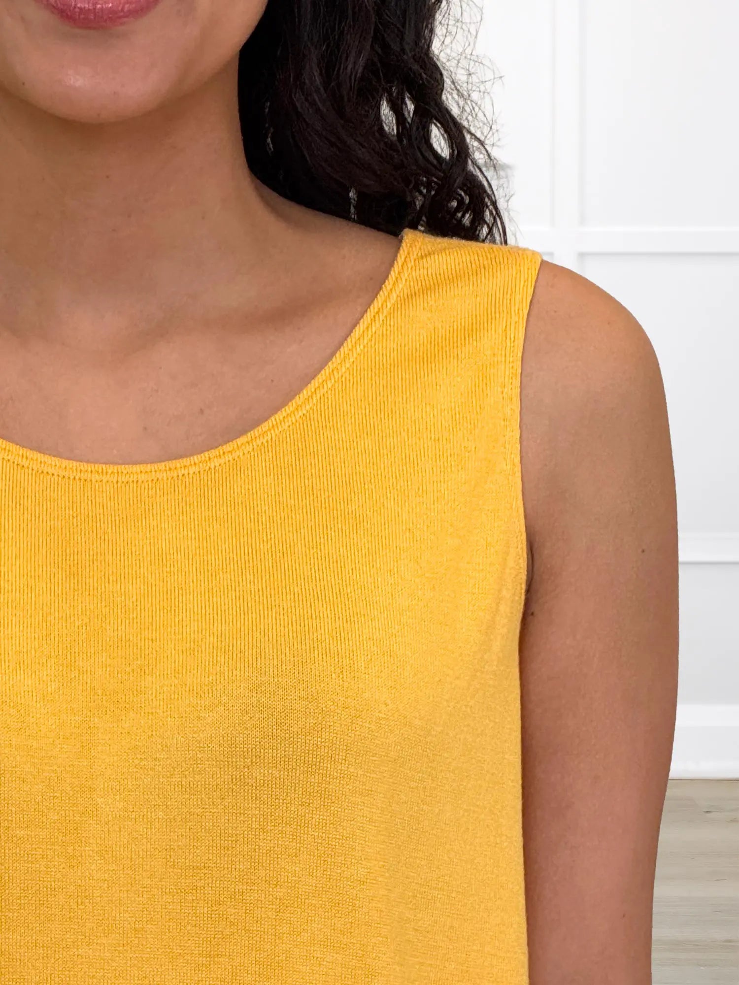 Ricki reversible neckline sweater knit tank for women in Daffodil 