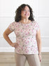 Rio reversible neckline dolman tee 00 in Wild magnolia on model Kerri, size M @Kerri-M 
