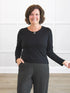 Ronnie long sleeve crewneck tee for women in Black on model Donna, size S Regulare @Donna-S-regulare 