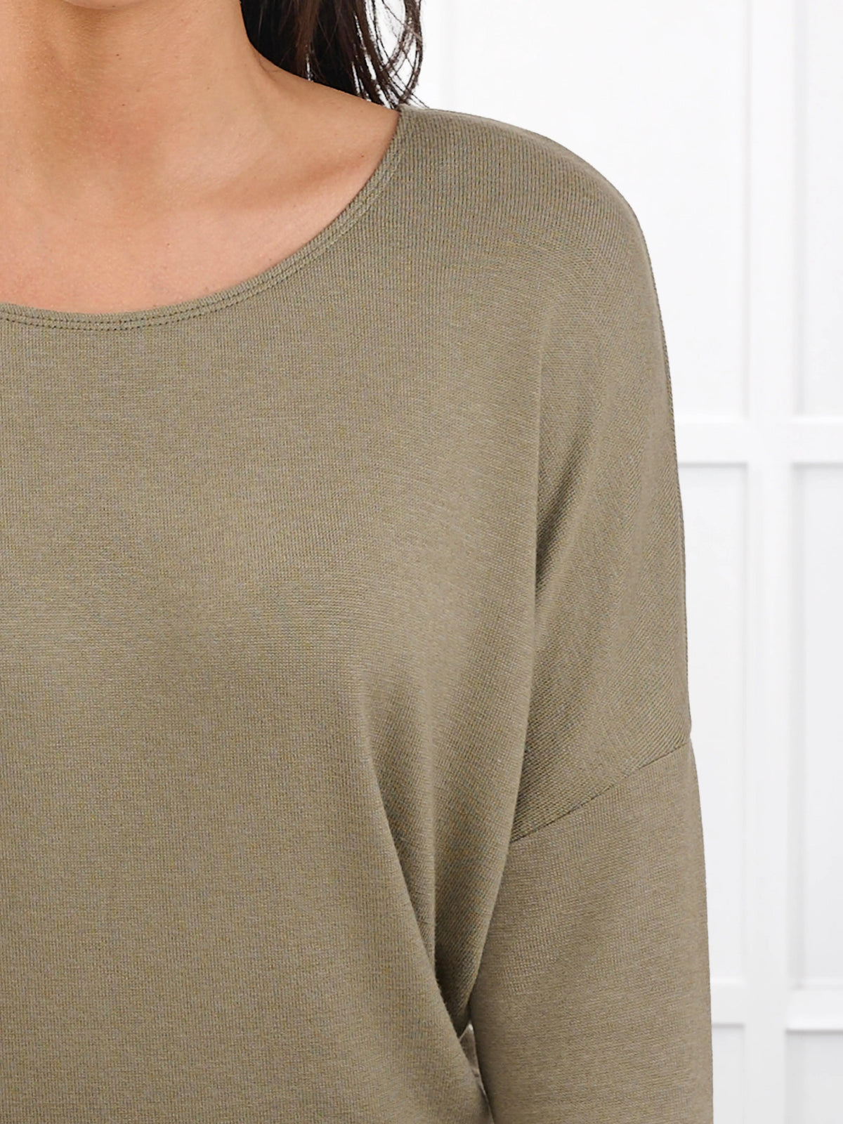 Rosalie long sleeve dolman sweater for women in Thyme 