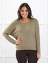 Rosalie long sleeve dolman sweater for women in Thyme on model Meron, size XS @Meron-XS 