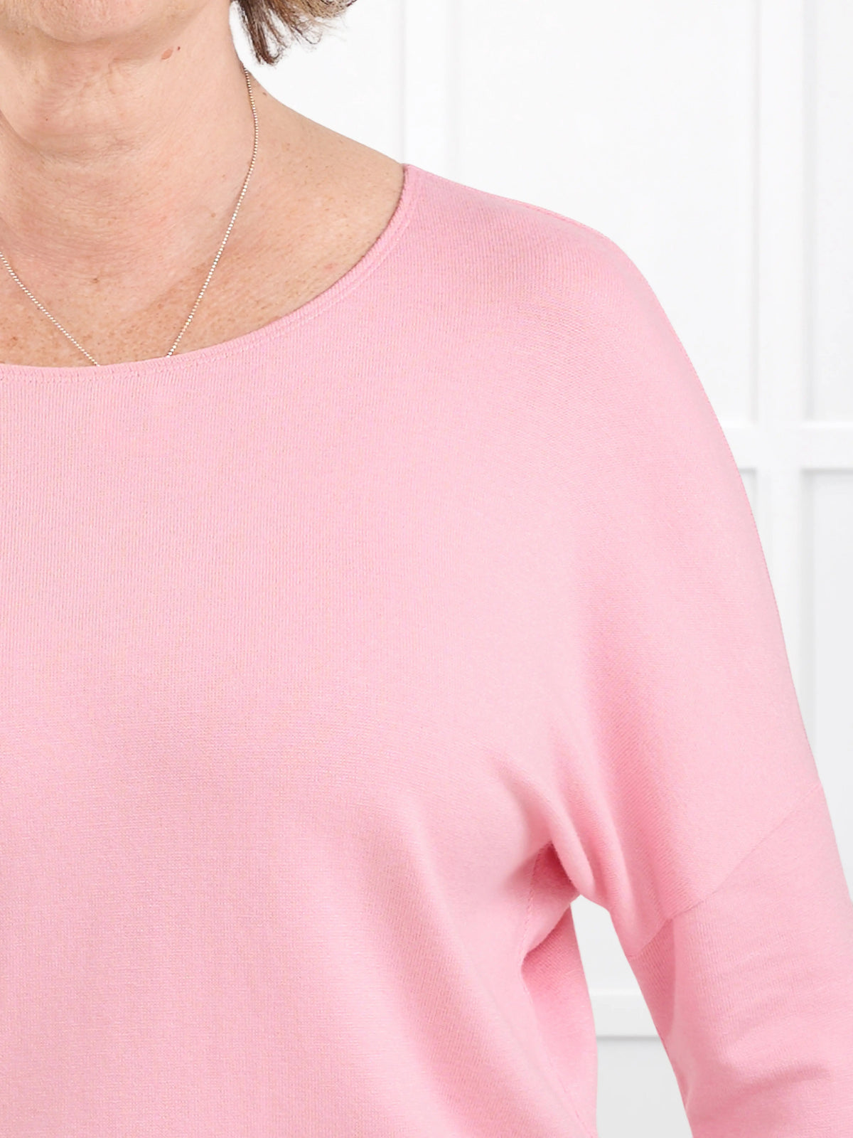 Rosalie long sleeve dolman sweater for women in Whisper pink 