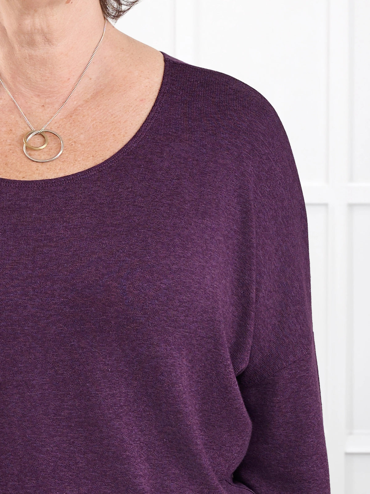 Rosalie long sleeve dolman sweater for women in Blackcurrant 