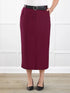 Rubina midi pencil skirt with pockets for women in Merlot 