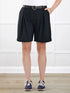 Saleema tailored pleated short for women in Black 