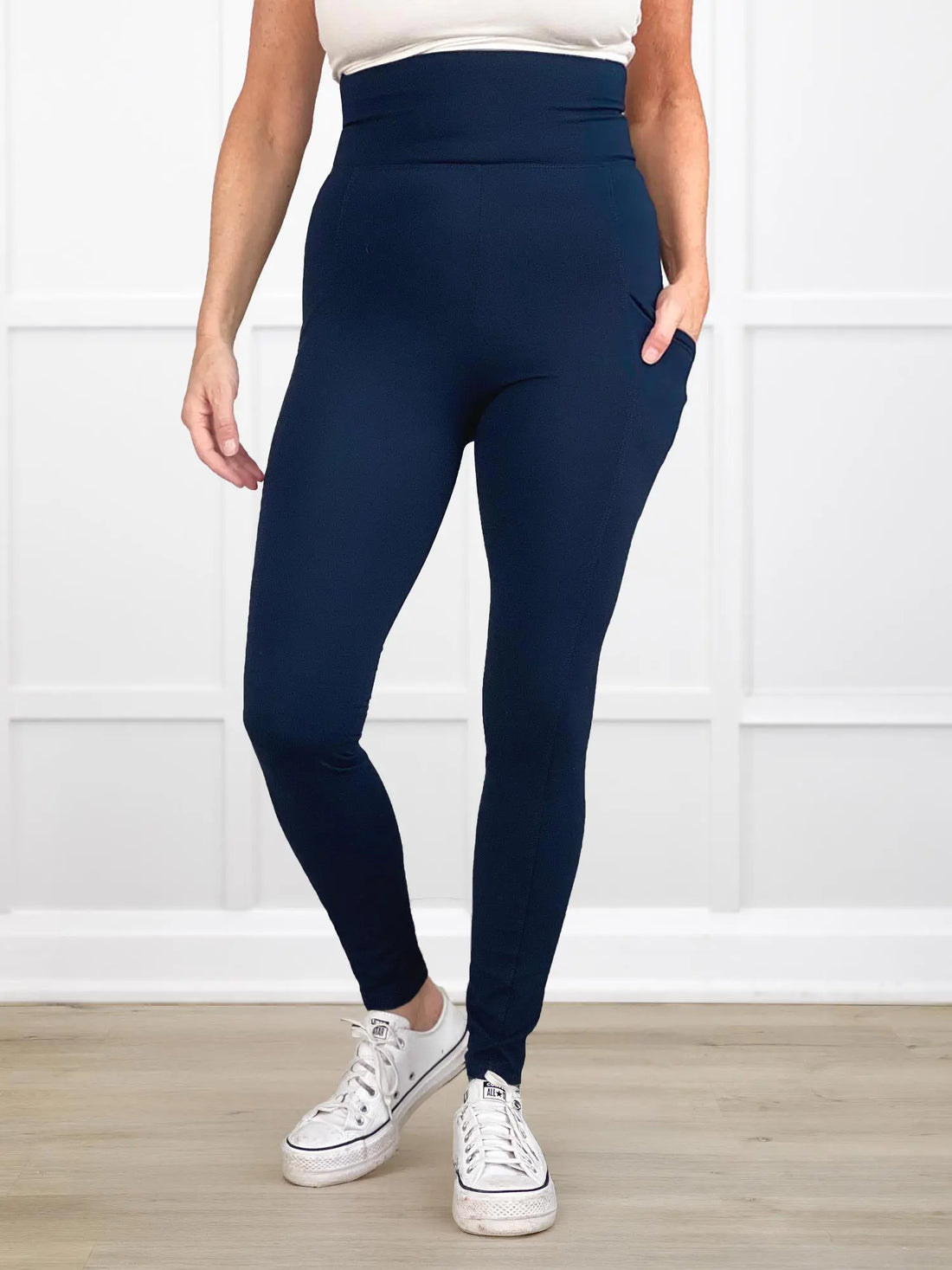 Seana high waisted pocket legging for women in Navy 