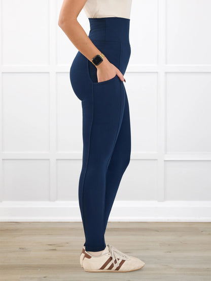 Seana high waisted pocket legging for women in Navy on model 66e2b37b, size 17DF 4fbd @66e2b37b-17df-4fbd-bfaf-0b40daae0196 