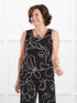 Shandra reversible neckline tank top in Contour floral on model Donna, size S regular @Donna-S-regular 