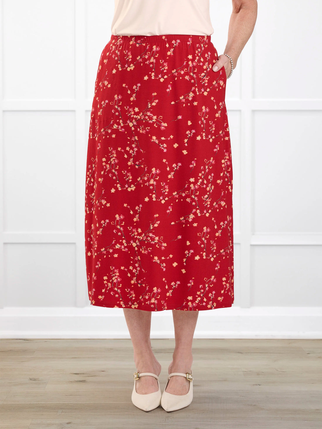 Shirley midi pocket skirt for women in Chili blossom 