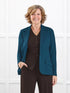 Sienna stretchy girlfriend blazer for women in Atlantic on model Donna, size S @Donna-S 