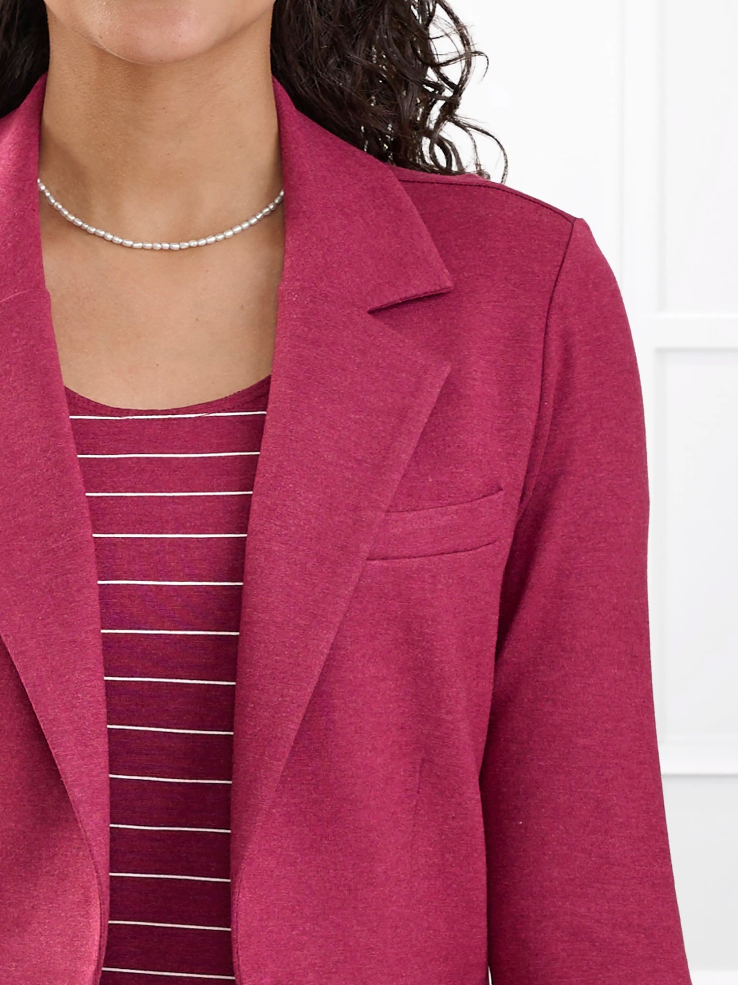Sienna stretchy girlfriend blazer for women in Beetroot melange 