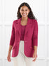 Sienna stretchy girlfriend blazer for women in Beetroot melange on model Meron, size XS @Meron-XS 