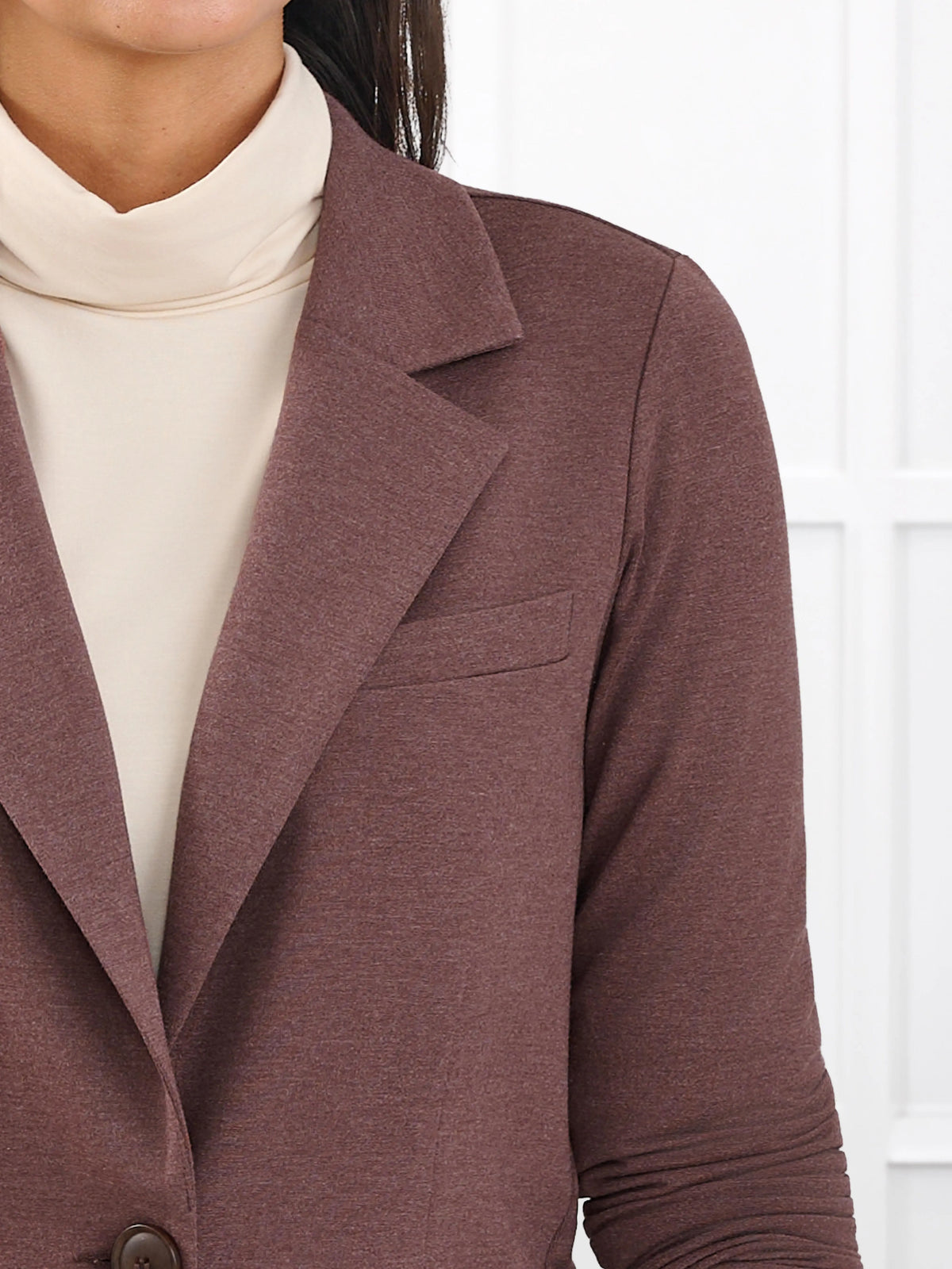 Sienna stretchy girlfriend blazer for women in Brown melange 